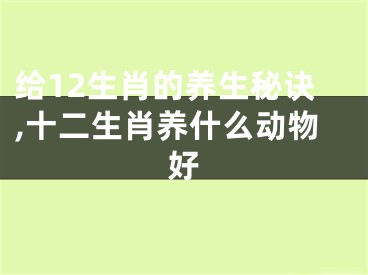 给12生肖的养生秘诀,十二生肖养什么动物好
