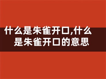 什么是朱雀开口,什么是朱雀开口的意思