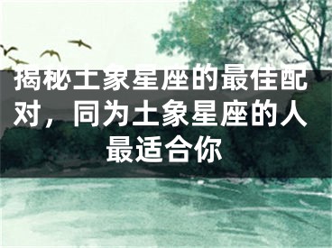 揭秘土象星座的最佳配对，同为土象星座的人最适合你