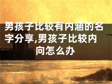 男孩子比较有内涵的名字分享,男孩子比较内向怎么办