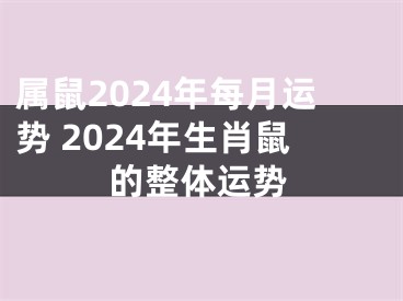 属鼠2024年每月运势 2024年生肖鼠的整体运势