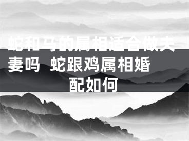 蛇和马的属相适合做夫妻吗  蛇跟鸡属相婚配如何