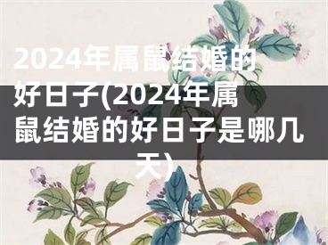 2024年属鼠结婚的好日子(2024年属鼠结婚的好日子是哪几天)