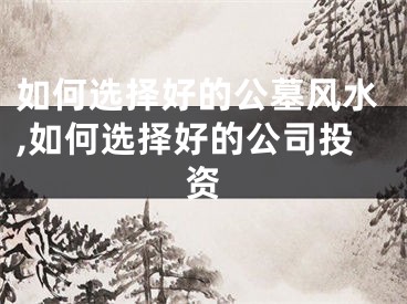 如何选择好的公墓风水,如何选择好的公司投资