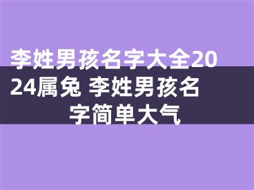 李姓男孩名字大全2024属兔 李姓男孩名字简单大气