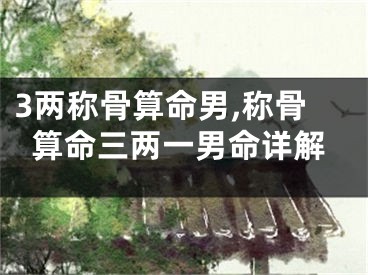 3两称骨算命男,称骨算命三两一男命详解