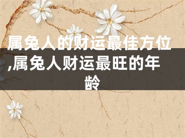 属兔人的财运最佳方位,属兔人财运最旺的年龄