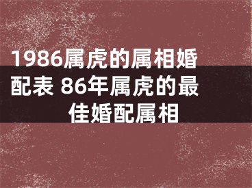 1986属虎的属相婚配表 86年属虎的最佳婚配属相
