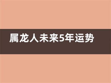 属龙人未来5年运势