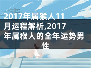 2017年属猴人11月运程解析,2017年属猴人的全年运势男性