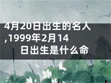 4月20日出生的名人,1999年2月14日出生是什么命