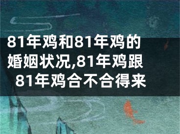 81年鸡和81年鸡的婚姻状况,81年鸡跟81年鸡合不合得来