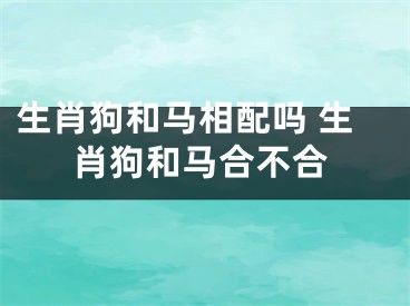 生肖狗和马相配吗 生肖狗和马合不合