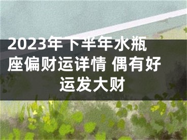 2023年下半年水瓶座偏财运详情 偶有好运发大财