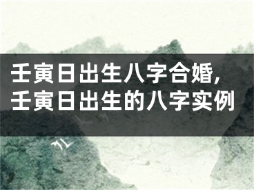 壬寅日出生八字合婚,壬寅日出生的八字实例