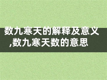 数九寒天的解释及意义,数九寒天数的意思