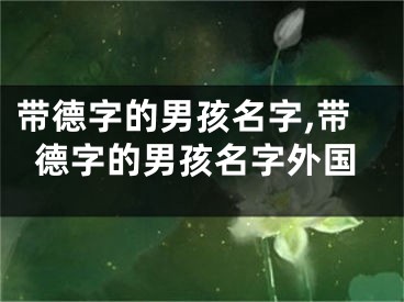 带德字的男孩名字,带德字的男孩名字外国