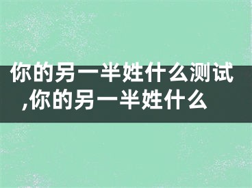 你的另一半姓什么测试,你的另一半姓什么