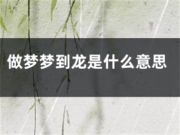 做梦梦到龙是什么意思