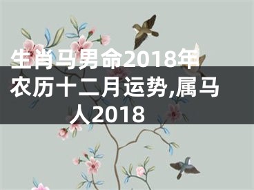 生肖马男命2018年农历十二月运势,属马人2018