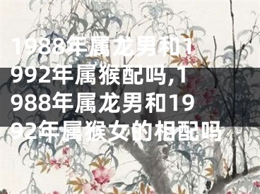 1988年属龙男和1992年属猴配吗,1988年属龙男和1992年属猴女的相配吗