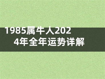 1985属牛人2024年全年运势详解