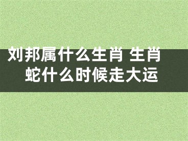刘邦属什么生肖 生肖蛇什么时候走大运
