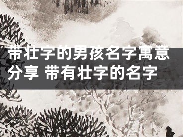 带壮字的男孩名字寓意分享 带有壮字的名字