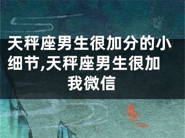 天秤座男生很加分的小细节,天秤座男生很加我微信
