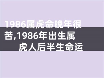 1986属虎命晚年很苦,1986年出生属虎人后半生命运