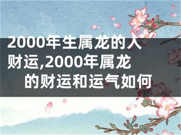 2000年生属龙的人财运,2000年属龙的财运和运气如何