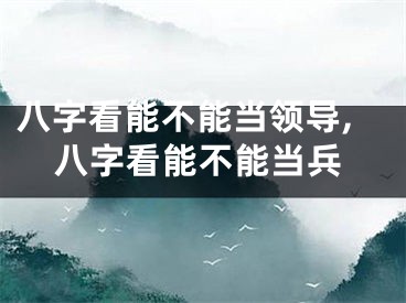 八字看能不能当领导,八字看能不能当兵
