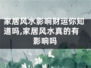 家居风水影响财运你知道吗,家居风水真的有影响吗