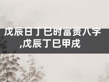 戊辰日丁巳时富贵八字,戊辰丁巳甲戌