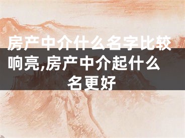 房产中介什么名字比较响亮,房产中介起什么名更好