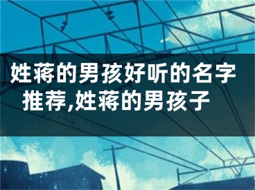 姓蒋的男孩好听的名字推荐,姓蒋的男孩子