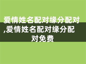 爱情姓名配对缘分配对,爱情姓名配对缘分配对免费