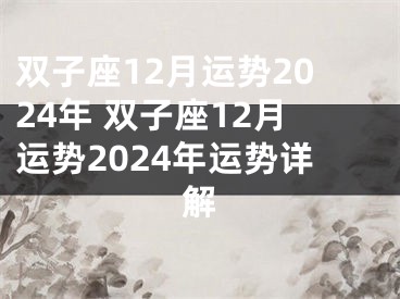 双子座12月运势2024年 双子座12月运势2024年运势详解