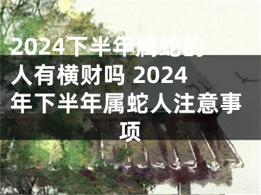2024下半年属蛇的人有横财吗 2024年下半年属蛇人注意事项