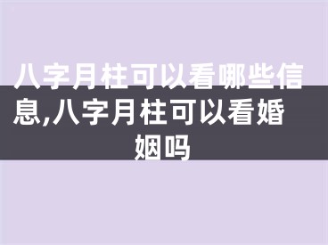 八字月柱可以看哪些信息,八字月柱可以看婚姻吗