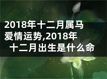 2018年十二月属马爱情运势,2018年十二月出生是什么命