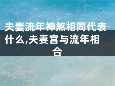 夫妻流年神煞相同代表什么,夫妻宫与流年相合