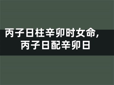 丙子日柱辛卯时女命,丙子日配辛卯日