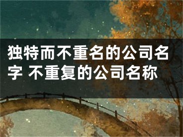独特而不重名的公司名字 不重复的公司名称