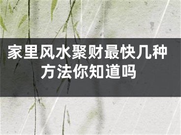 家里风水聚财最快几种方法你知道吗