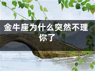 金牛座为什么突然不理你了