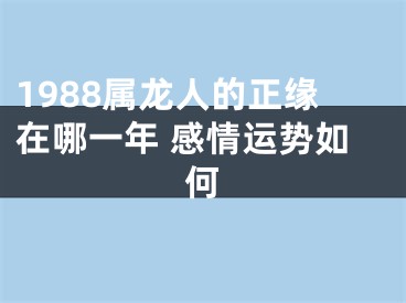 1988属龙人的正缘在哪一年 感情运势如何