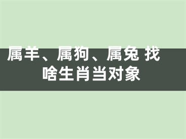属羊、属狗、属兔 找啥生肖当对象