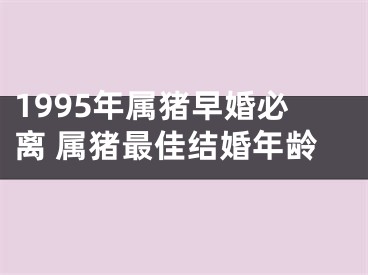 1995年属猪早婚必离 属猪最佳结婚年龄
