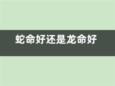 蛇命好还是龙命好